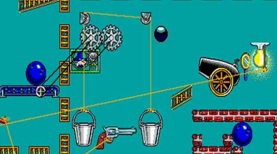 Screen z kultowej gry logicznej The Incredible Machine, która opiera się na podobnych zasadach, co konkurs UJ.