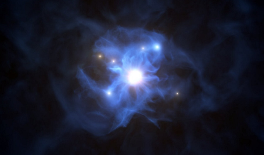 Galaktyki uwięzione w sieci supermasywnej czarnej dziury ujawniają sekrety wczesnego Wszechświata