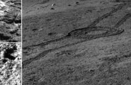 Ślady łazika Yuyu 2 na niewidocznej stronie Księżyca