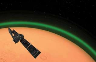 zielona poświata wokół Marsa